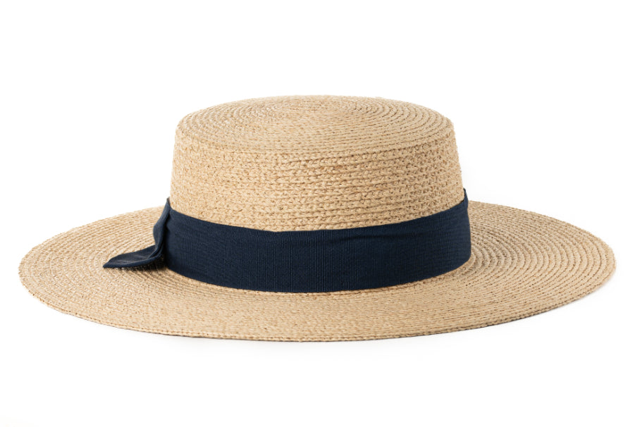 CAPPELLO RAFFIA CON CINTA E FIOCCO IN TESSUTO MOD MARINAIO