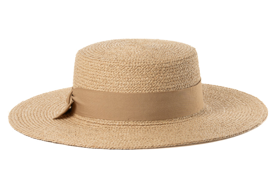 CAPPELLO RAFFIA CON CINTA E FIOCCO IN TESSUTO MOD MARINAIO