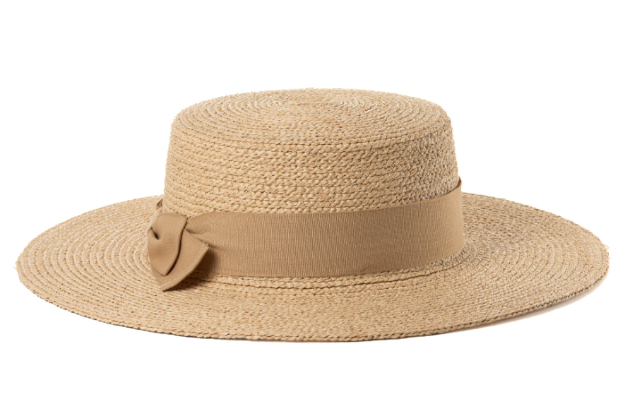 CAPPELLO RAFFIA CON CINTA E FIOCCO IN TESSUTO MOD MARINAIO