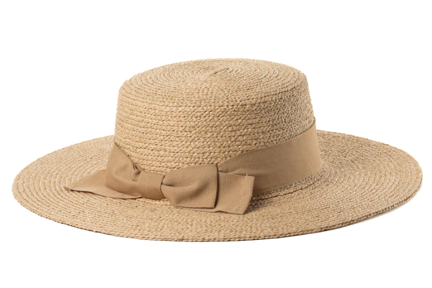 CAPPELLO RAFFIA CON CINTA E FIOCCO IN TESSUTO MOD MARINAIO