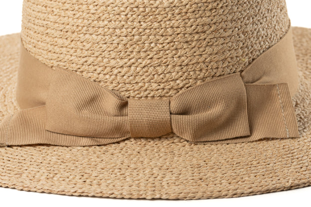 CAPPELLO RAFFIA CON CINTA E FIOCCO IN TESSUTO MOD MARINAIO