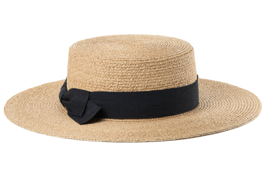 CAPPELLO RAFFIA CON CINTA E FIOCCO IN TESSUTO MOD MARINAIO