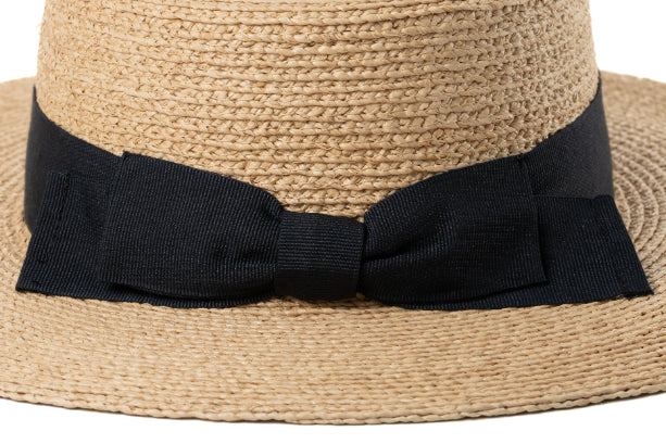 CAPPELLO RAFFIA CON CINTA E FIOCCO IN TESSUTO MOD MARINAIO