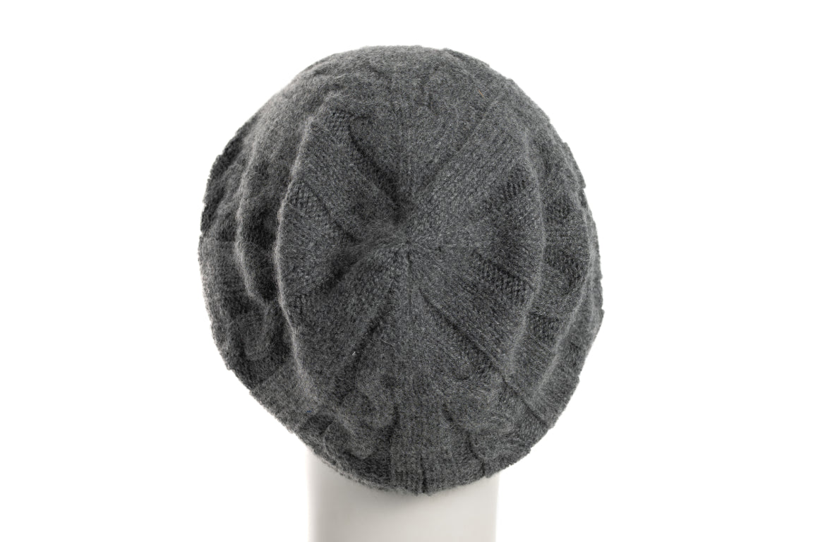 BERRETTO MAGLIA 100% CASHMERE SENZA RISVOLTO LAV TRECCIA