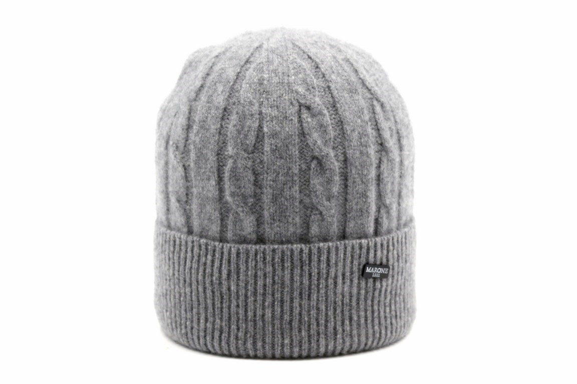 BERRETTO CASHMERE CAPO INTRECCIATO CON RISVOLTO A COSTE