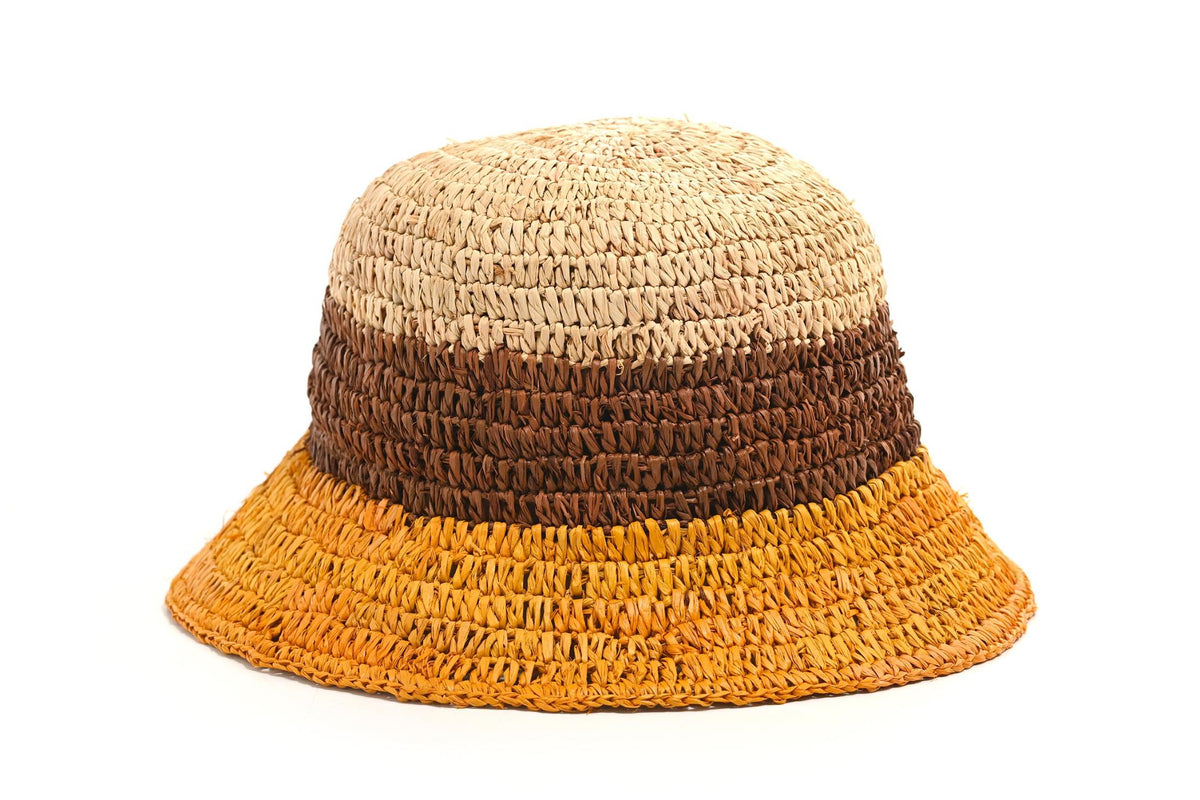 MULTICOLOR SMALL BRIM RAFFIA CROCHET HAT