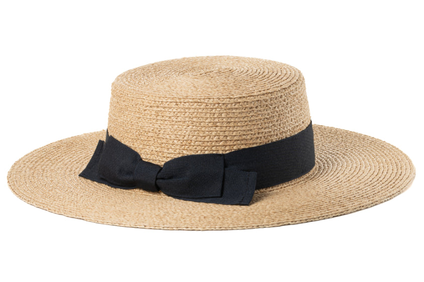 CAPPELLO  RAFFIA CON CINTA E FIOCCO IN TESSUTO MOD MARINAIO