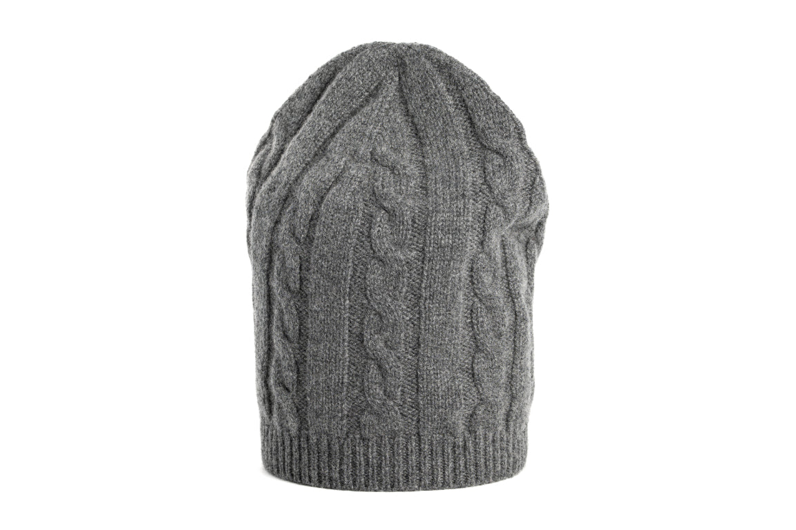 BERRETTO MAGLIA 100% CASHMERE SENZA RISVOLTO LAV TRECCIA